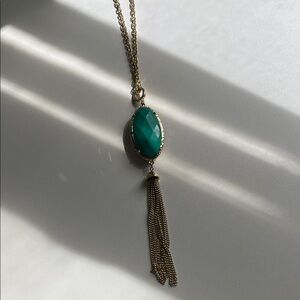3 for $12 Gold-Tone Necklace with Green Faceted Pendant and Tassel